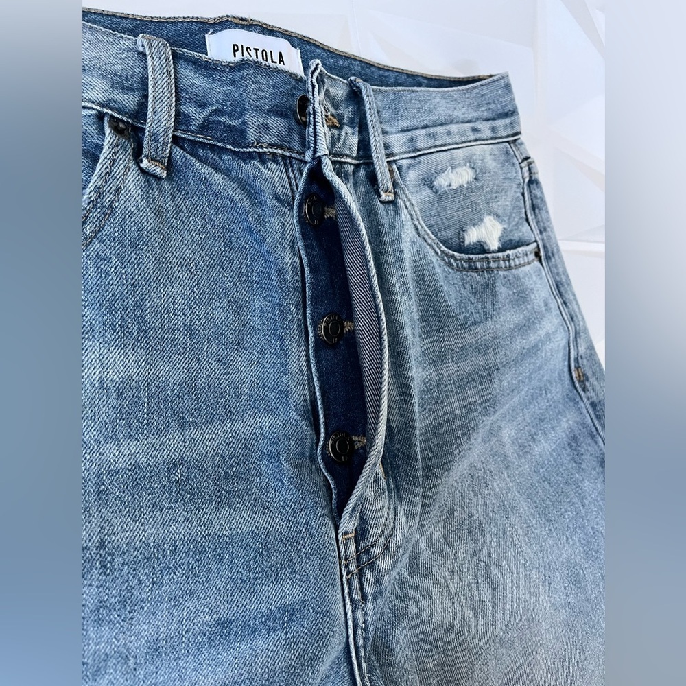 PISTOLA Jeans Women Size:28 Charlie High Rise Distressed Straight Leg Button Fly - Picture 7 of 17